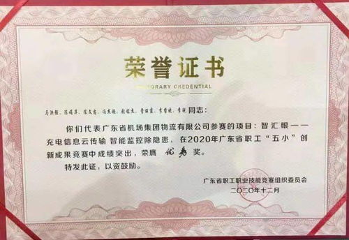 新突破！物流公司榮獲2020年廣東省職工“五小”創(chuàng)新成果競賽優(yōu)秀組織單位稱號